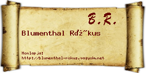 Blumenthal Rókus névjegykártya